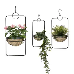 DanDiBo Blumenampel Innen Metall Wand Hängepflanzen 96083 3er Set mit Topf Silber Pflanzenhänger Blumenhänger Topfhänger Blumen Blumentopfhänger