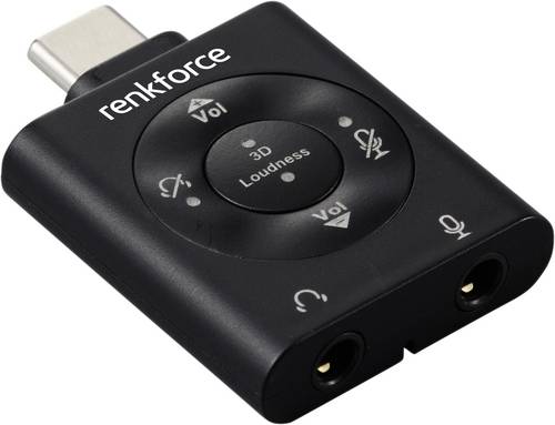 Renkforce USB-C, Audio Adapter [1x USB-C Stecker - 1x Mikrofon (3.5mm Klinke), Kopfhörer (3.5mm Klinke)] RF-SGA-171