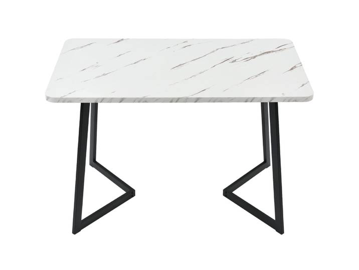 Table à manger rectangulaire en motif marbre pieds en métal 117x68cm