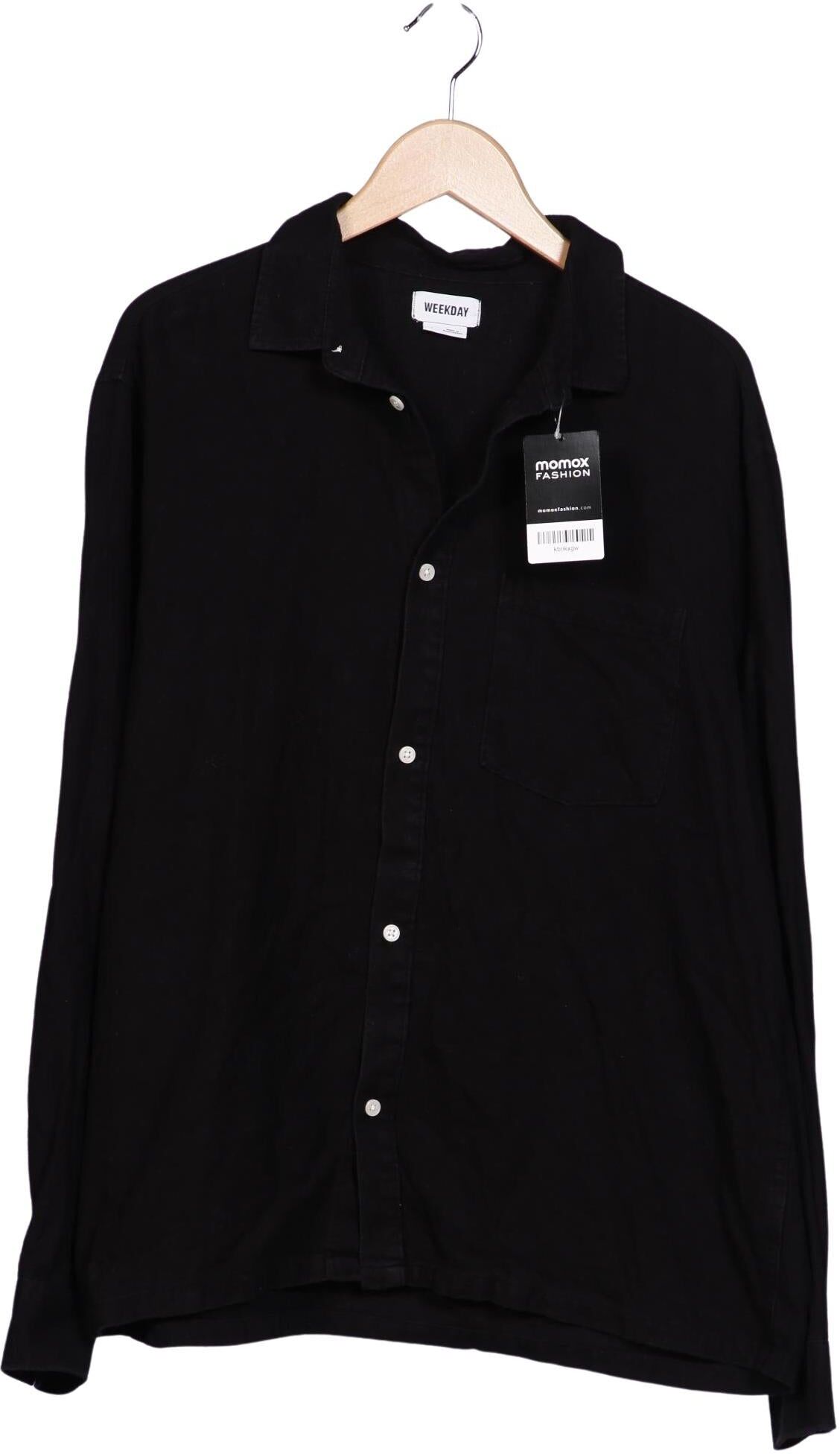 Weekday Herren Hemd, Schwarz, Gr. L, Baumwolle - Second Hand