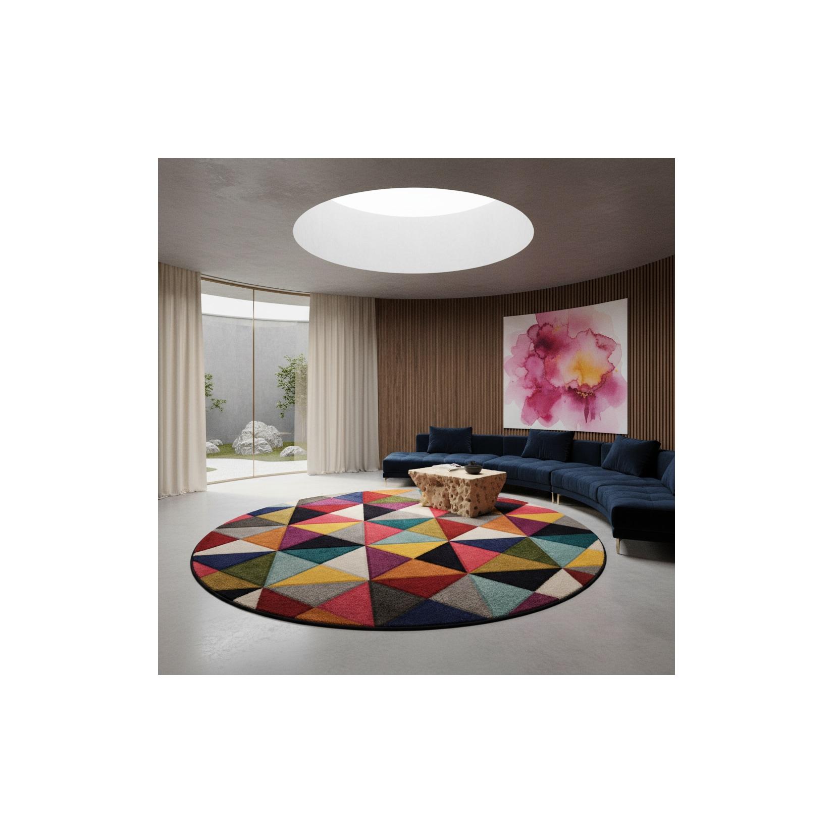 Teppich handgeschnitzt Bunt Ø160 cm - MEON Kadima Design