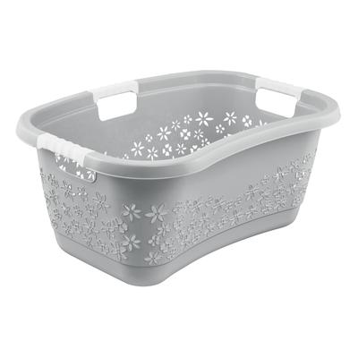 Wäschekorb KEEEPER "lasse, ergonomisch, mit Softgriffen, 65 x 45 x 28 cm, 50 l", grau (nordic grau), B:45cm H:28cm T:65cm, Polypropylen, Wäschesammler, Wäschekorb, hochweritge Wäschewanne mit luftdurchlässigem Dekor