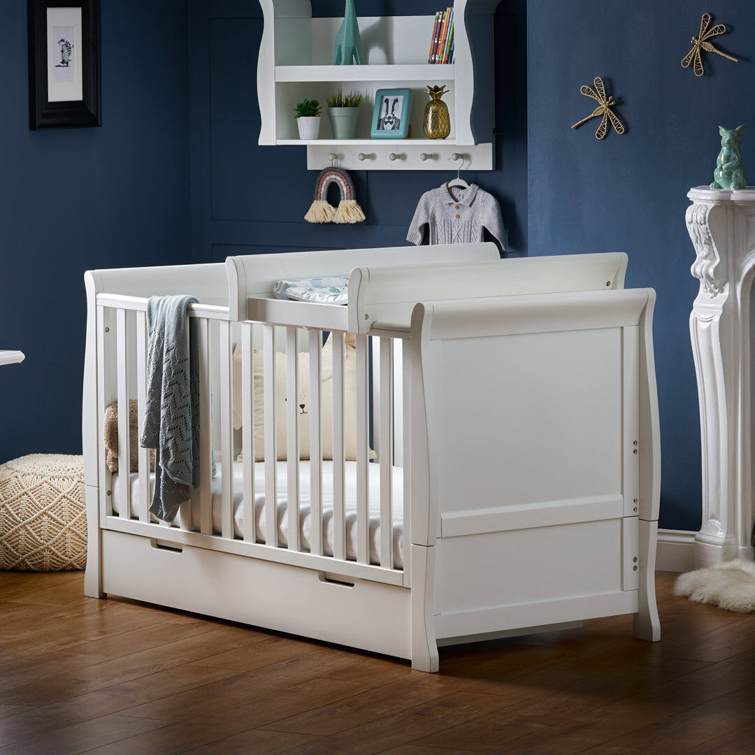 Obaby Stamford Classic Cot Bed with Cot Top Changer White Standard