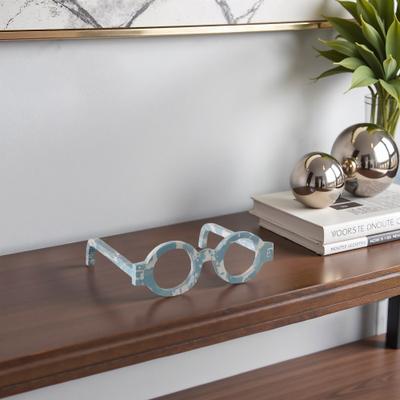 Sagebrook Home "Stone Decorative Object Unique Eyewear Shape with Sculptural Design - 9"" x 8"" x 3"""