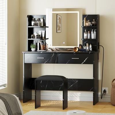 Garvee Vanity Desk Makeup with Lighted Mirror Power Outlet