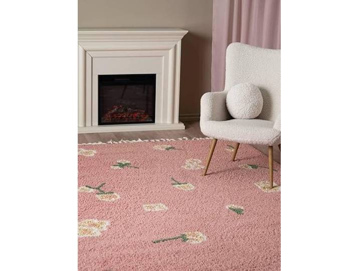 RugVista Linnea Kinderteppich, 140 x 200 cm, Rosa Moderne, Rechteckig, Niedriger Stapel, Nur chemische Reinigung, Oeko-Tex 100, Ohne gefährliche Chemikalien, Wohnzimmer