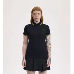 Fred Perry für Damen. G12 Zweifarbiges Polo England Schwarz (36), Lässig, Baumwolle, Kurzarm