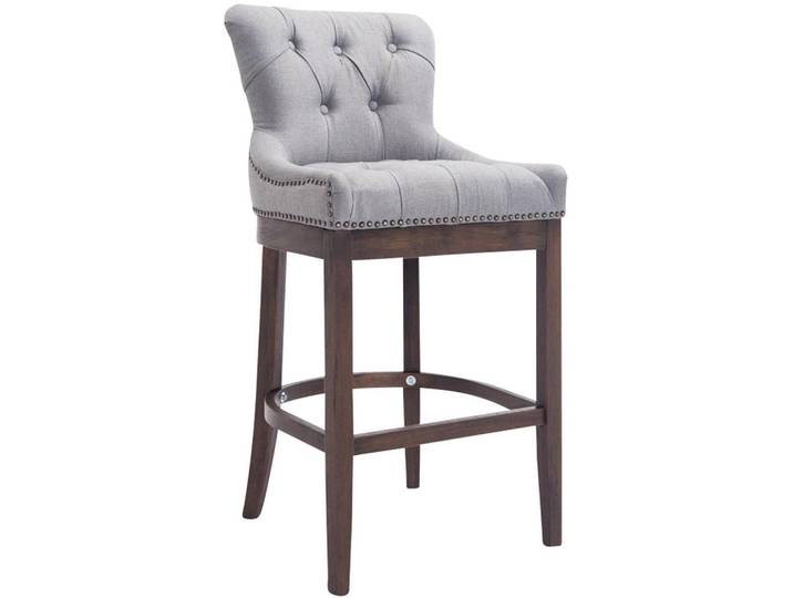 CLP Barhocker Stoff hellgrau, Hellgrau, Holz, 55x109x57 cm, Esszimmer, Barmöbel, Barhocker