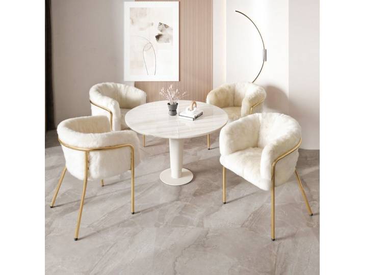 VUENOR Lot de 4 chaises de loisirs blanches avec accoudoirs 57 x 57 x 77 cm