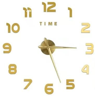 Uplift Essentials 3D Luminous DIY Frameless Wall Clock Modern Silent Digital Clock Wall Stickers For Home & Office Decor 023 Gold 3d Gallery 37 In (90 Cm)