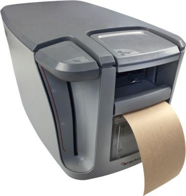 Nassklebebandspender Curby Mini-Taper, halbautomatisch, für gitterverstärktes Klebeband mit L 100 lfm x B 70 mm & Klebeseite innen, Wassertank, grau