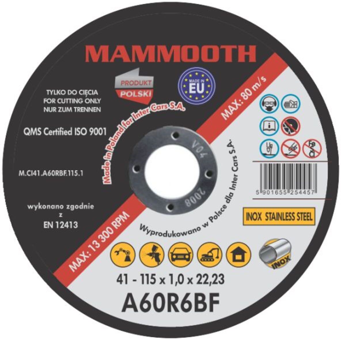 Disque de coupe MAMMOOTH M.CI41.A60RBF.115.1/B