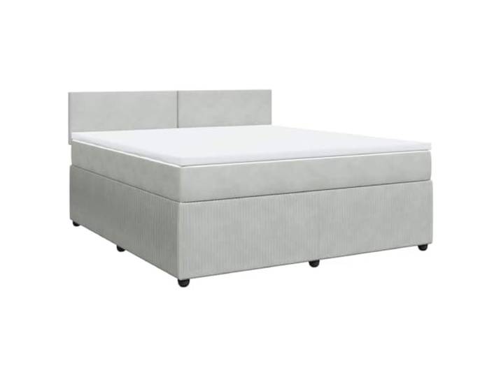 vidaXL Boxspringbett mit Matratze Hellgrau 180x200 cm Samt