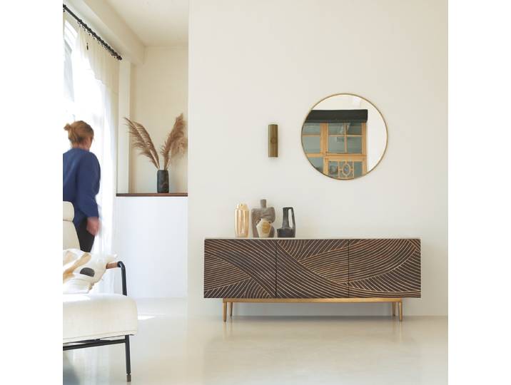 Buffet aus massivem Mangoholz und Terrazzo Bilal 180 cm - Braun