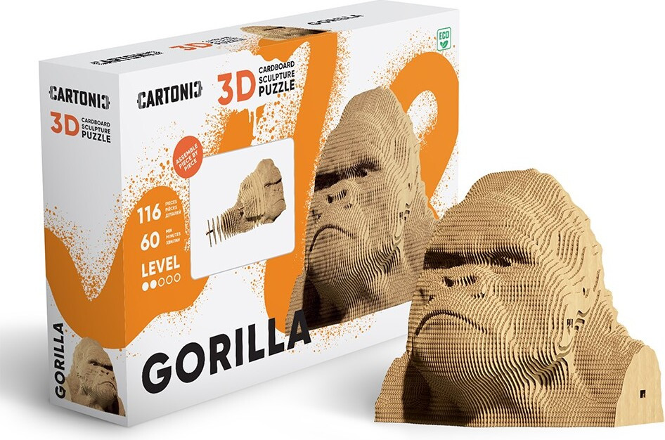 Cartonic 3D-puzzel Gorilla - Kartonnen 3D-bouwset met 116 onderdelen