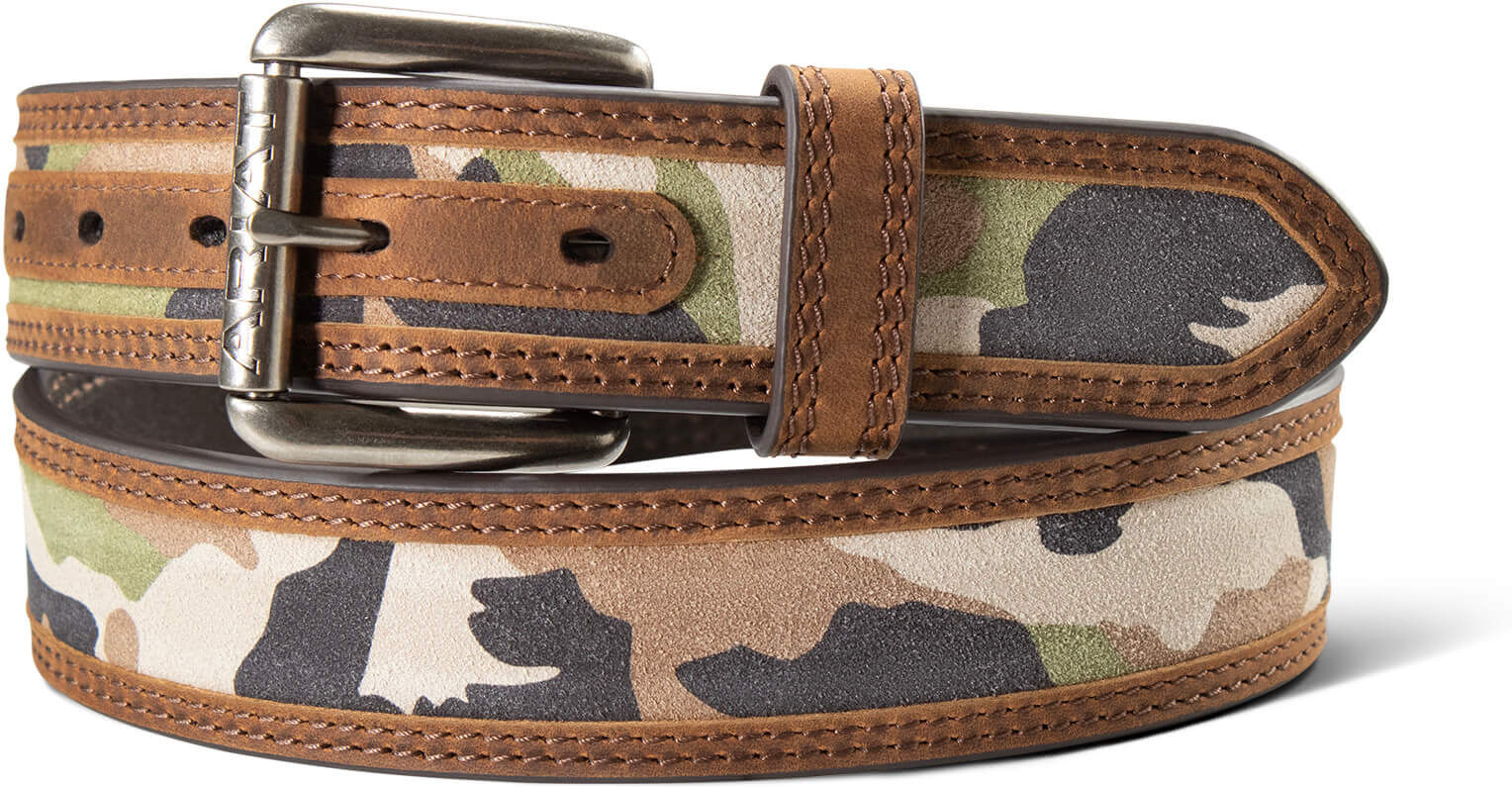 Men's Work Camo Suede Inlay Belt in Multi Leather, Size: 32 by Ariat