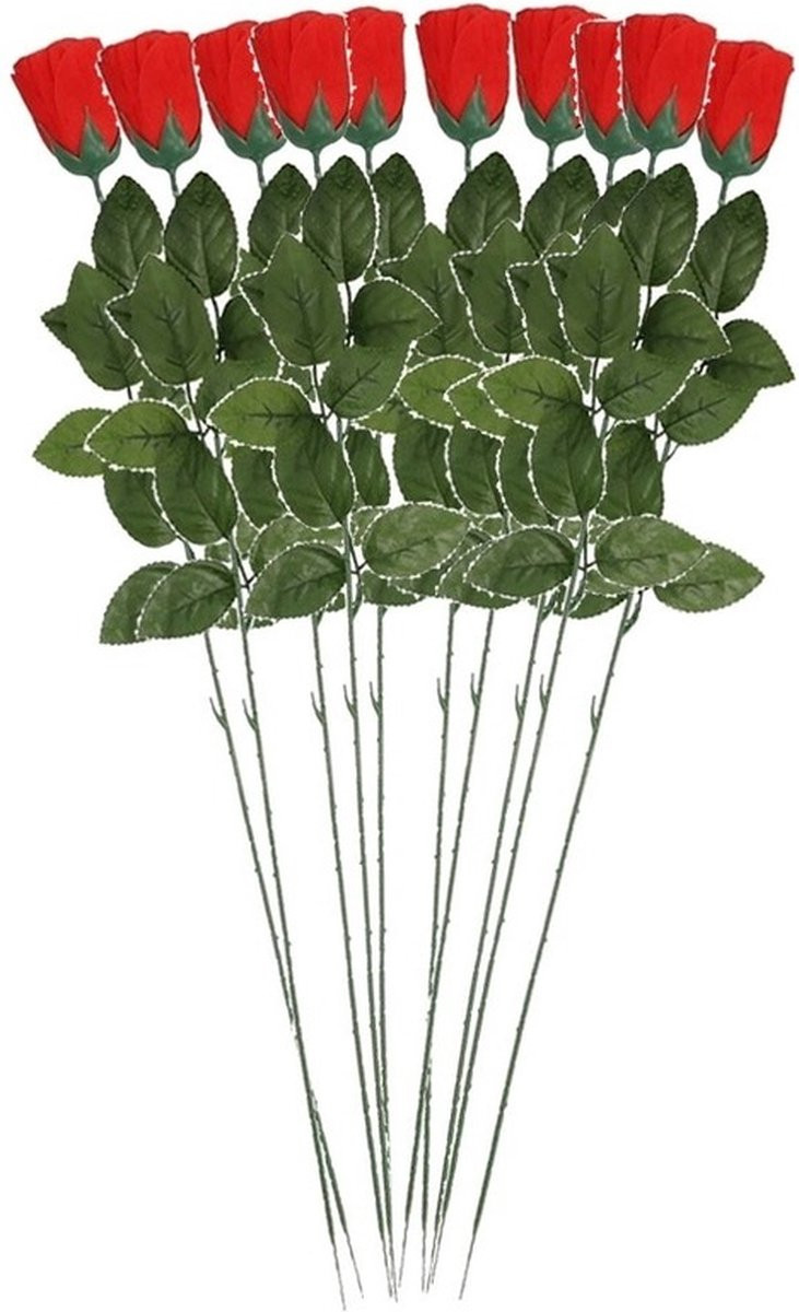 Set van 10 rode kunstrozen van 60 cm voor boeketten