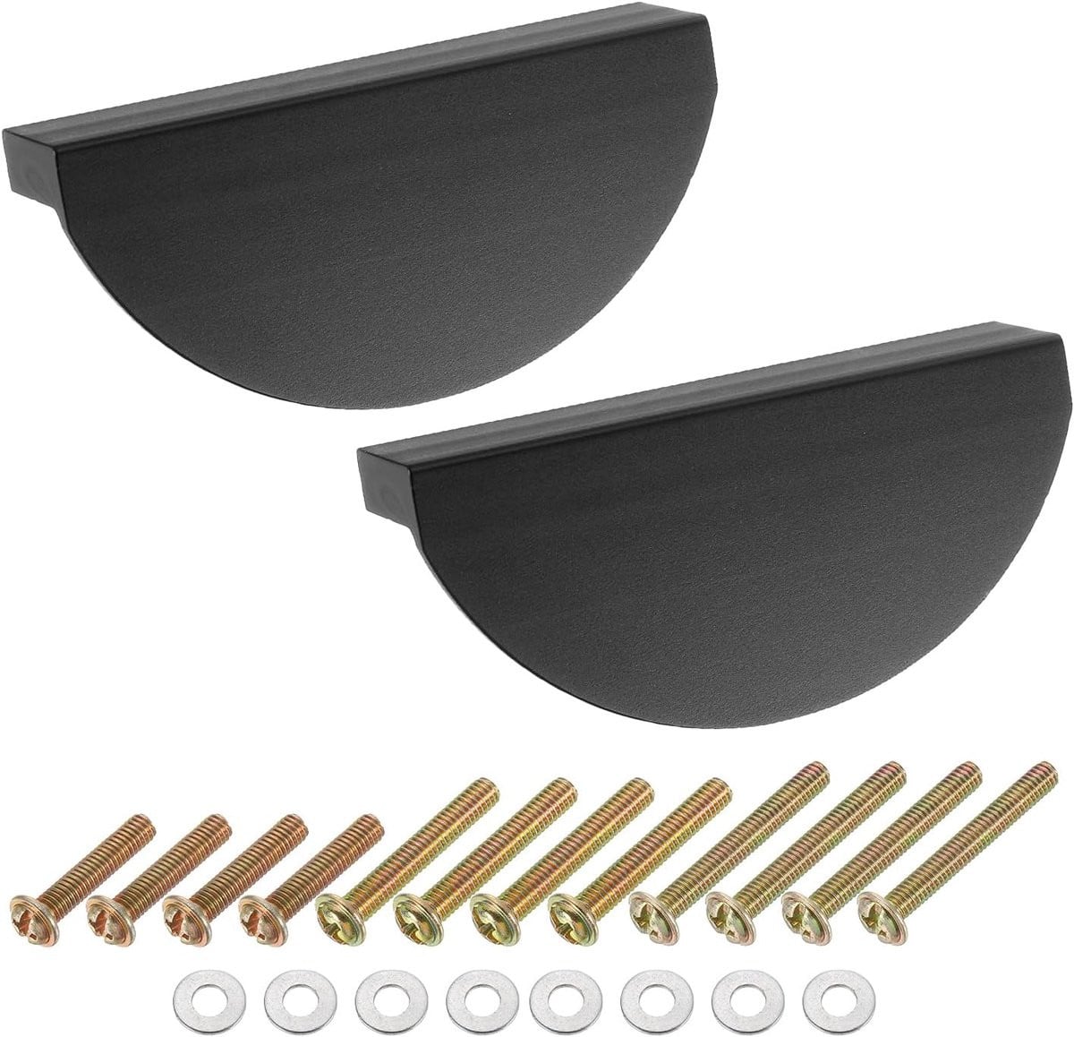 Set van 10 zwarte kastgrepen met halve maan design, 64mm
