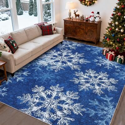 Garvee Christmas Snowflakes Indoor Soft Area Rug