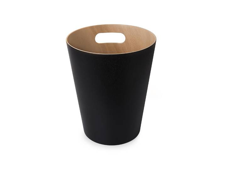 Mülleimer UMBRA Woodrow 45053 l , schwarz, H:28cm Ø:23cm, Mülleimer, Mülleimer, Holzart: Birke (China)
