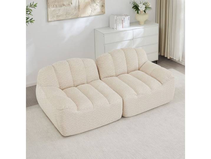 DRIPEX Canapé modulaire 2 places sans structure forme en coquillage aucun montage requis 210*104*79cm Beige