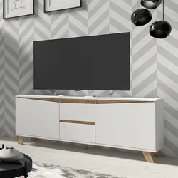Fernsehlowboard weiss im Skandi Design 160 cm breit - 55 cm hoch