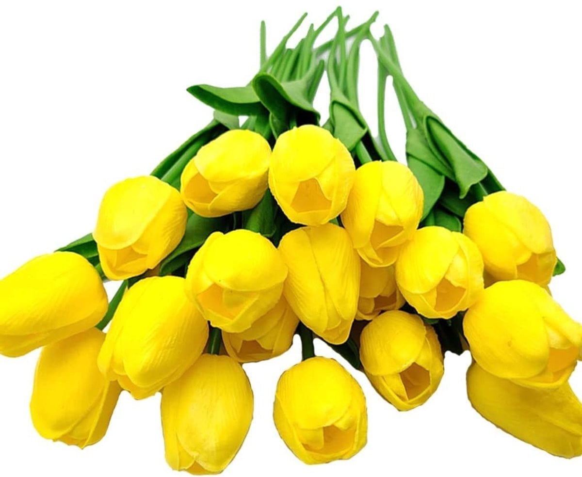 Set van 10 kunstmatige tulpen voor decoratie - Geel