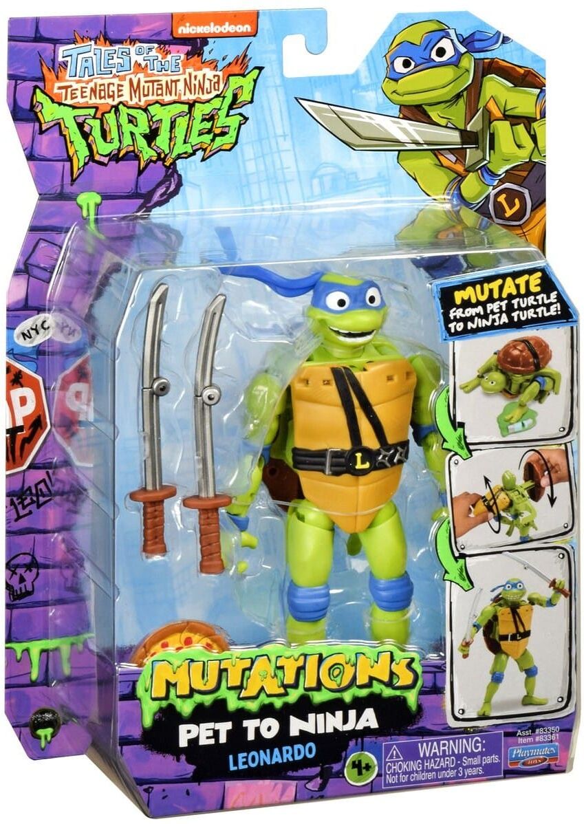 Teenage Mutant Ninja Turtles Pet to Ninja Leonardo Action Figure by Playmates Toys - Transforming Action Figure for Kids