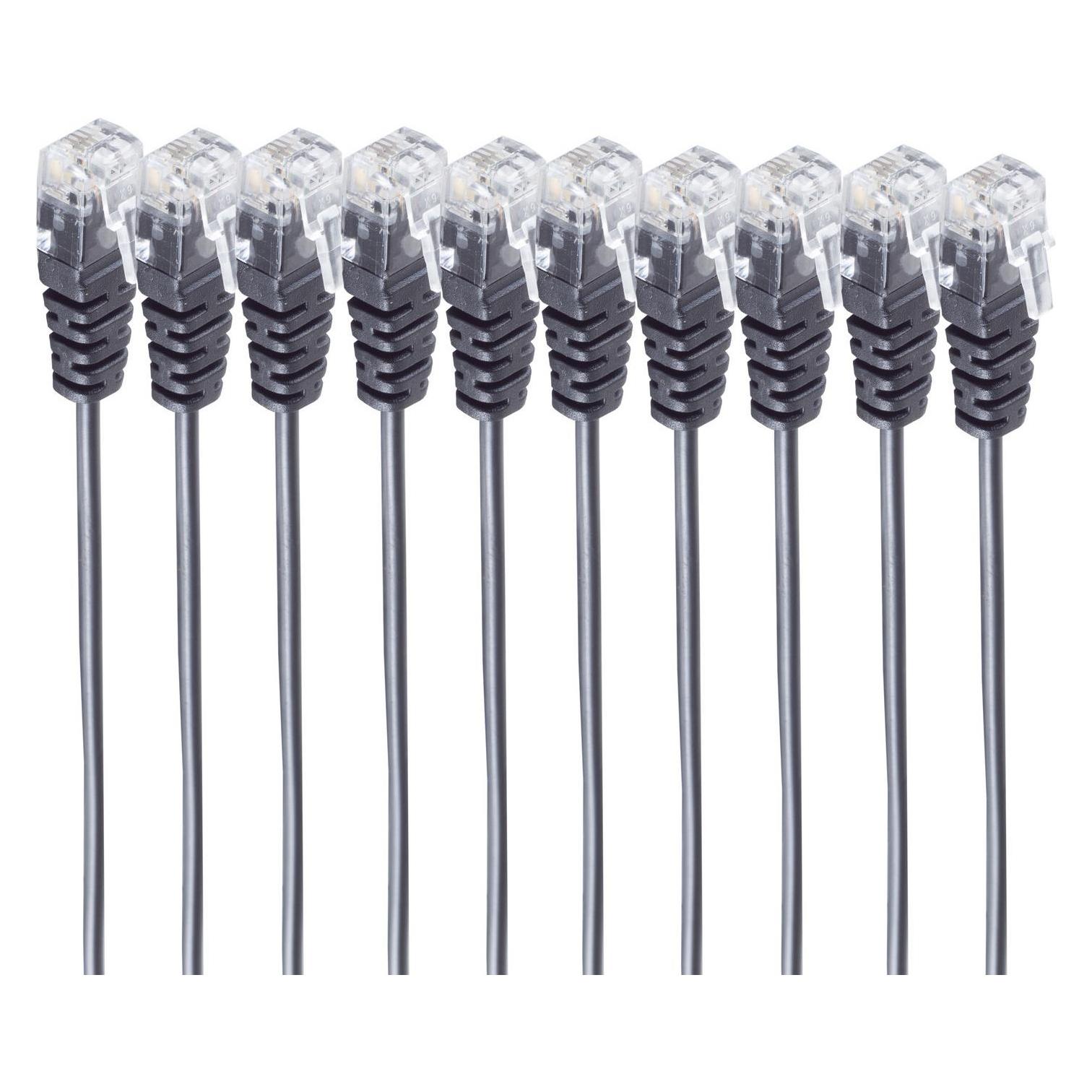 Shiverpeaks -BASIC-S--Telefon-Anschlusskabel, RJ11 Stecker auf RJ11 Stecker, Rundkabel, schwarz, Flexibel, Kupf (BS70084-1-SET10)