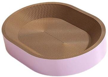Uplifted Finds Ergonomic Oval Corrugated Cat Scratcher Bowl & Lounge Bed l Violet