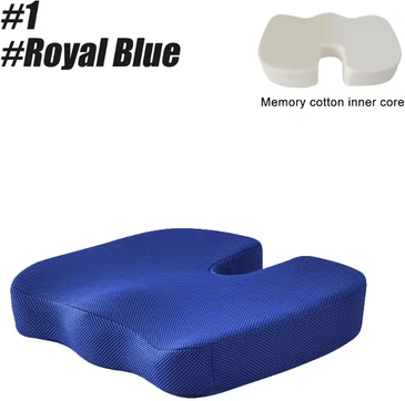 Inspire Essentials Memory Foam Coccyx Seat Cushion U Shaped Pillow For Office Chair And Car 1 royal Blue
