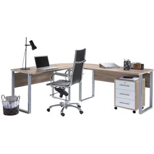 BMG-Möbel Büromöbel-Set Office Edition, Schreibtisch & Rollcontainer, sonoma eiche / weiß