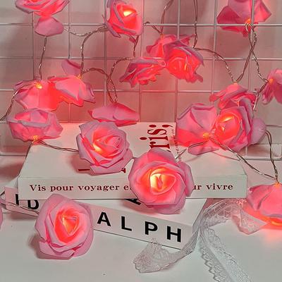 All Categories Goods Rose String Lights, Flower Garland Fairy Lights For Valentine, Wedding, Christmas Party pink