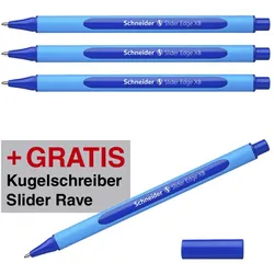 Schneider Slider Edge Kugelschreiber blau 1.0 mm Schreibfarbe: Blau, 6 St. + GRATIS 1 Schneider Slider Rave XB