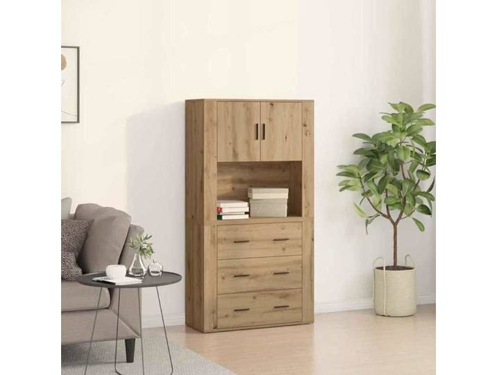 NEW 2026  Haut Armoire Classique Buffet haut pour salon Chêne artisanal 80x33x150 cm Bois d'ingénierie L3776