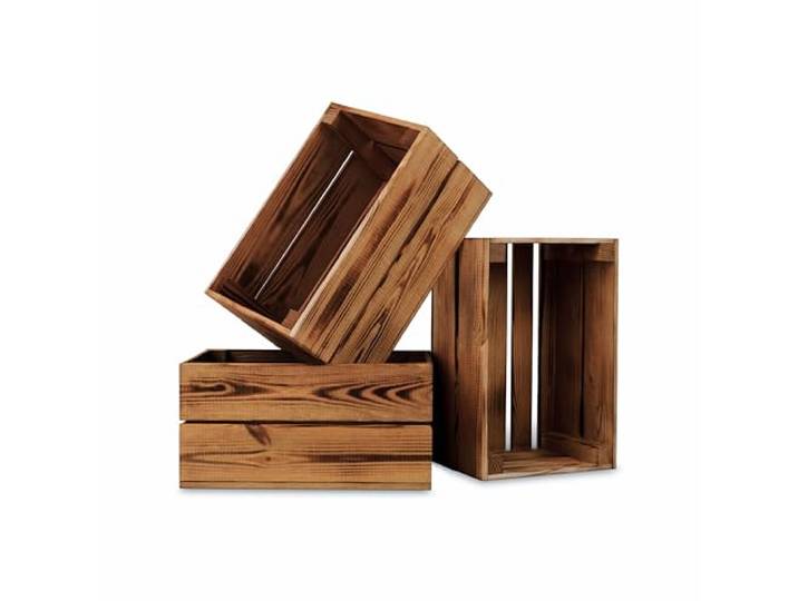 PINEEA Ontslagen Houten Vintage Kisten Vintage Mini 30x20x15 cm - Pijnboom Kistje Voor Diverse Doeleinden – als Hout Opbergkist, Fruitkisten, Wijnkisten en Huis & Tuin Decoratie - 3 Stukken