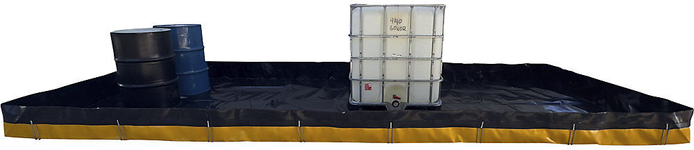 Auffangwanne, faltbar, PE, schwarz/gelb, Auffangvolumen 4300 l eurokraft basic