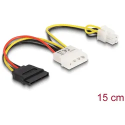 Delock Kabel Power Molex 4 Pin Stecker > SATA 15 Pin Buchse + P4 Stecker