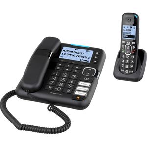 Amplicomms BigTel 1580 Combo Telefon, schwarz, Großtastentelefon,schnurgebunden, Anrufbeantworter & Mobilteil