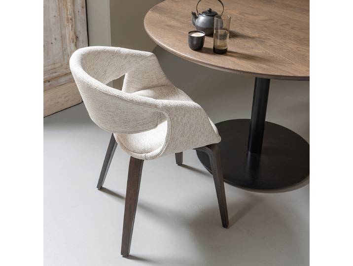 Armlehnenstuhl Savosa 2er-Set Typ A 57 x 78 x 57cm Beige/Cremeweiß Dunkelbraun