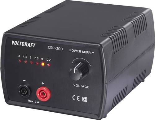 VOLTCRAFT CSP-300 Labornetzgerät, einstellbar Gleichspannung 3 V, 4.5 V, 6 V, 7.5 V, 9 V, 12V 3A (max.) 36W Netz- und Akkubetrieb