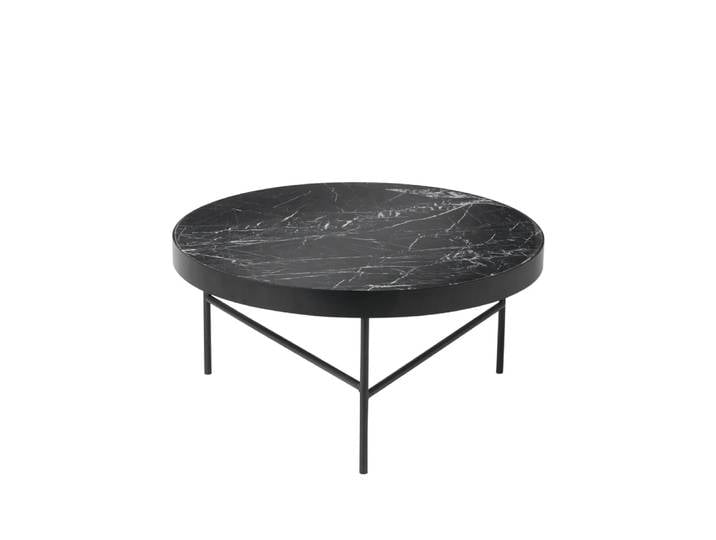 Ferm Living Marble Table Couchtisch Marmor schwarz, large, schwarzes Gestell