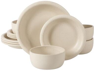 Bloomhouse Corsica Clay 12 Piece Stoneware Reactive Glaze Dinnerware Set