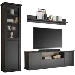 Wohnwand Lincoln Schwarz/Eichefarben B: 270cm