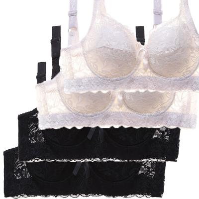 LightInthebox 4PCS Women's Lace Bras Padded Bras Underwire Bras Full Coverage 3/4 Cup Breathable Pure Color Hook Eye Sport 1PC White Pink