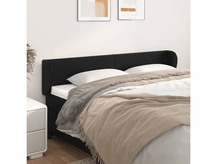 vidaXL Kopfteil mit Ohren Schwarz 183x23x78/88 cm Kunstleder
