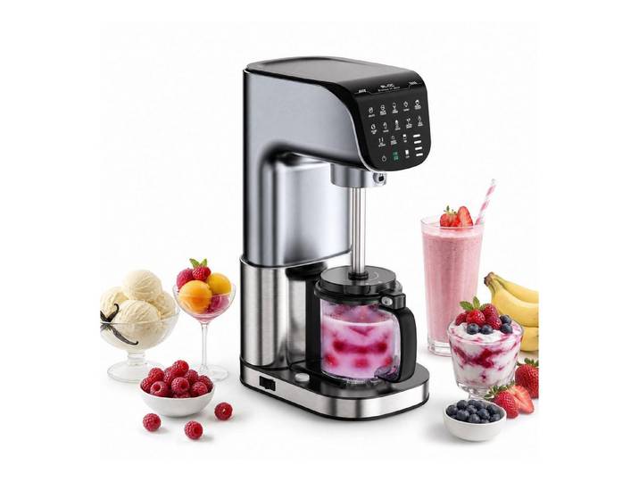 BBG Eismaschine Eismaschine mit 10 Programmen, Speiseeismaschine, 0,57 l, mit 3 Eisbehältern à 0.57L und leistungsstarkem bürstenlosem DC-Motor