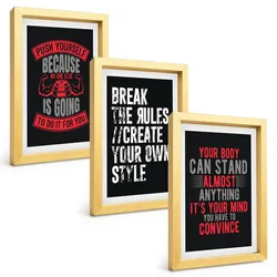 BILDER SET 3er Set - 20x30 cm Goldrahmen - Motivation, Training, Selbstentwicklung