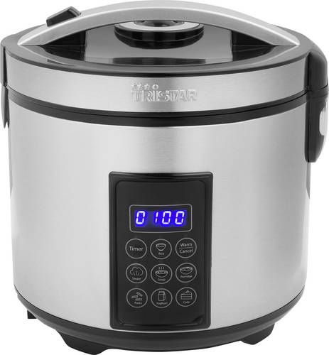 Tristar RK-6138 Dampfgarer mit Display, Reiskochfunktion, Antihaftbeschichtung, mit Messbecher, Timerfunktion Stahl