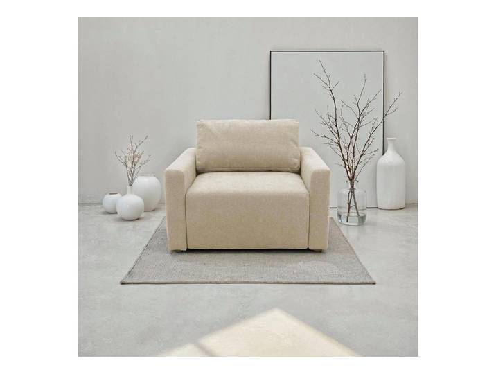 DOMO collection Sessel Sintra ausklappbar zur Schlaffunktion, mit Rückenkissen, Feinstruktur, beige